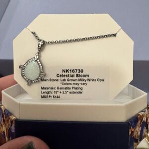 Bomb Party NK16730 - "Celestial Bloom" Milky White Opal on Hematite